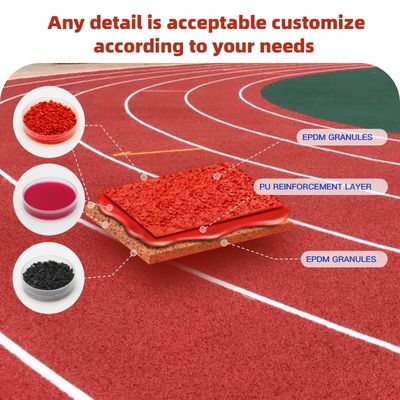 Piste d'athlétisme hybride haute performance en plastique à structure mixte avec particules de PU et EPDM pour usage professionnel
